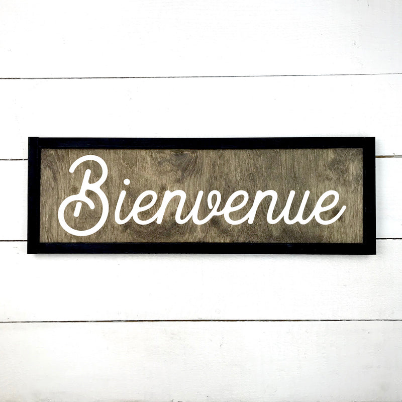 Bienvenue - hand made wood sign, fait main, enseigne bois en français, fait au Quebec, canada, signe pancarte cadre tableau, fait au Québec, canada, achat local, Estrie, Montréal, Old Shack 