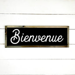 Bienvenue - hand made wood sign, fait main, enseigne bois en français, fait au Quebec, canada, signe pancarte cadre tableau, fait au Québec, canada, achat local, Estrie, Montréal, Old Shack 