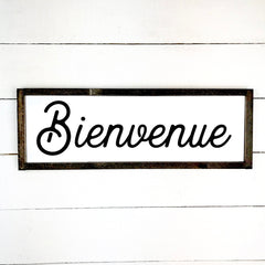 Bienvenue - hand made wood sign, fait main, enseigne bois en français, fait au Quebec, canada, signe pancarte cadre tableau, fait au Québec, canada, achat local, Estrie, Montréal, Old Shack 