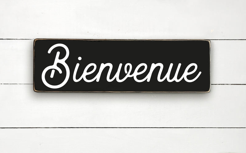 Bienvenue - hand made wood sign, fait main, enseigne bois en français, fait au Quebec, canada, signe pancarte cadre tableau, fait au Québec, canada, achat local, Estrie, Montréal, Old Shack 