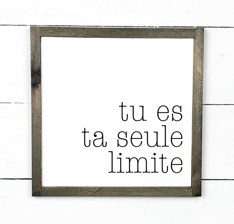 Tu es ta seule limite - hand made wood sign, fait main, enseigne bois en français, fait au Quebec, canada, signe pancarte cadre tableau, fait au Québec, canada, achat local, Estrie, Montréal, Old Shack 