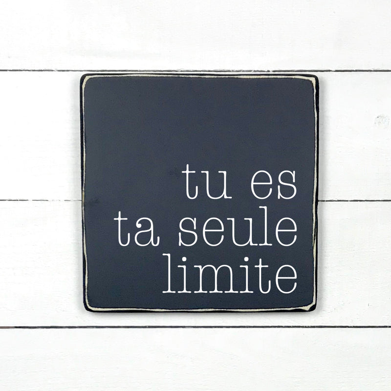 Tu es ta seule limite - hand made wood sign, fait main, enseigne bois en français, fait au Quebec, canada, signe pancarte cadre tableau, fait au Québec, canada, achat local, Estrie, Montréal, Old Shack 