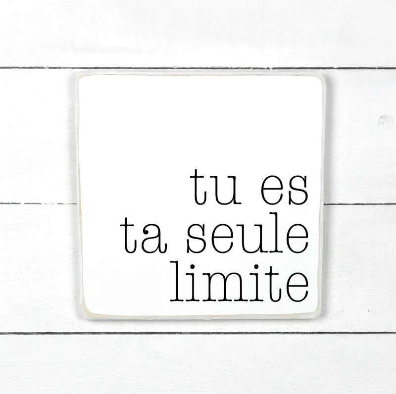 Tu es ta seule limite - hand made wood sign, fait main, enseigne bois en français, fait au Quebec, canada, signe pancarte cadre tableau, fait au Québec, canada, achat local, Estrie, Montréal, Old Shack 