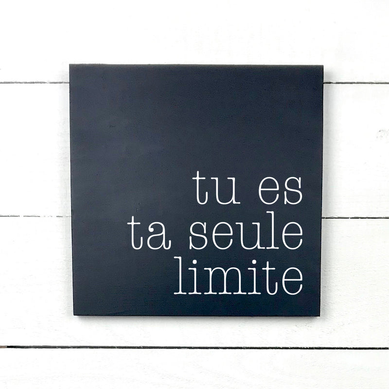 Tu es ta seule limite - hand made wood sign, fait main, enseigne bois en français, fait au Quebec, canada, signe pancarte cadre tableau, fait au Québec, canada, achat local, Estrie, Montréal, Old Shack 