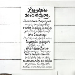 Les règles de la maison - hand made wood sign, fait main, enseigne bois en français, fait au Quebec, canada, signe pancarte cadre tableau, fait au Québec, canada, achat local, Estrie, Montréal, Old Shack 