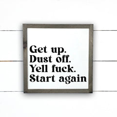 Enseigne bois | Get up, dust off