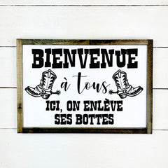 La vie est meilleure au ranch, hand made wood sign, fait main, enseigne bois en français, fait au Quebec, canada, signe pancarte cadre tableau, fait au Québec, canada, achat local, Estrie, Montréal, Old Shack 