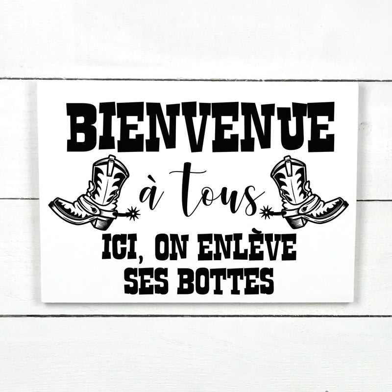 La vie est meilleure au ranch, hand made wood sign, fait main, enseigne bois en français, fait au Quebec, canada, signe pancarte cadre tableau, fait au Québec, canada, achat local, Estrie, Montréal, Old Shack 