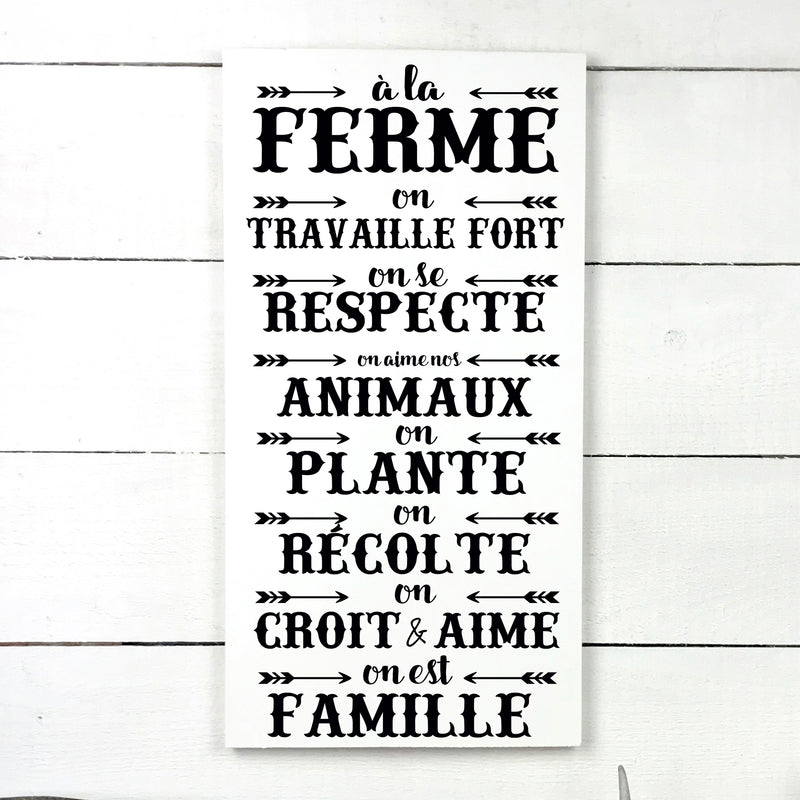 Bless our barn, hand made wood sign, fait main, enseigne bois en français, fait au Quebec, canada, signe pancarte cadre tableau, fait au Québec, canada, achat local, Estrie, Montréal, Old Shack 