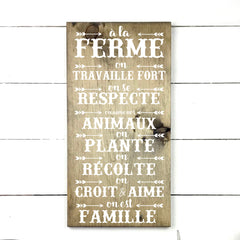 Bless our barn, hand made wood sign, fait main, enseigne bois en français, fait au Quebec, canada, signe pancarte cadre tableau, fait au Québec, canada, achat local, Estrie, Montréal, Old Shack 