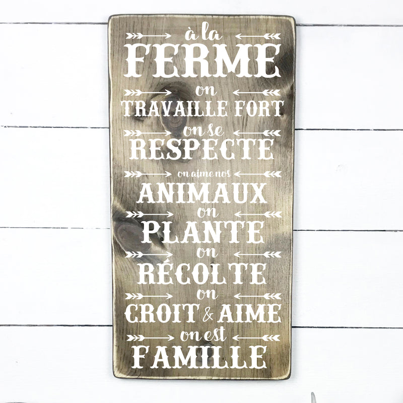 Bless our barn, hand made wood sign, fait main, enseigne bois en français, fait au Quebec, canada, signe pancarte cadre tableau, fait au Québec, canada, achat local, Estrie, Montréal, Old Shack 