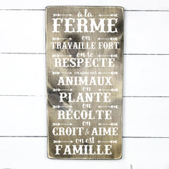 Bless our barn, hand made wood sign, fait main, enseigne bois en français, fait au Quebec, canada, signe pancarte cadre tableau, fait au Québec, canada, achat local, Estrie, Montréal, Old Shack 