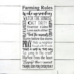 Farming rules, hand made wood sign, fait main, enseigne bois en français, fait au Quebec, canada, signe pancarte cadre tableau, fait au Québec, canada, achat local, Estrie, Montréal, Old Shack 