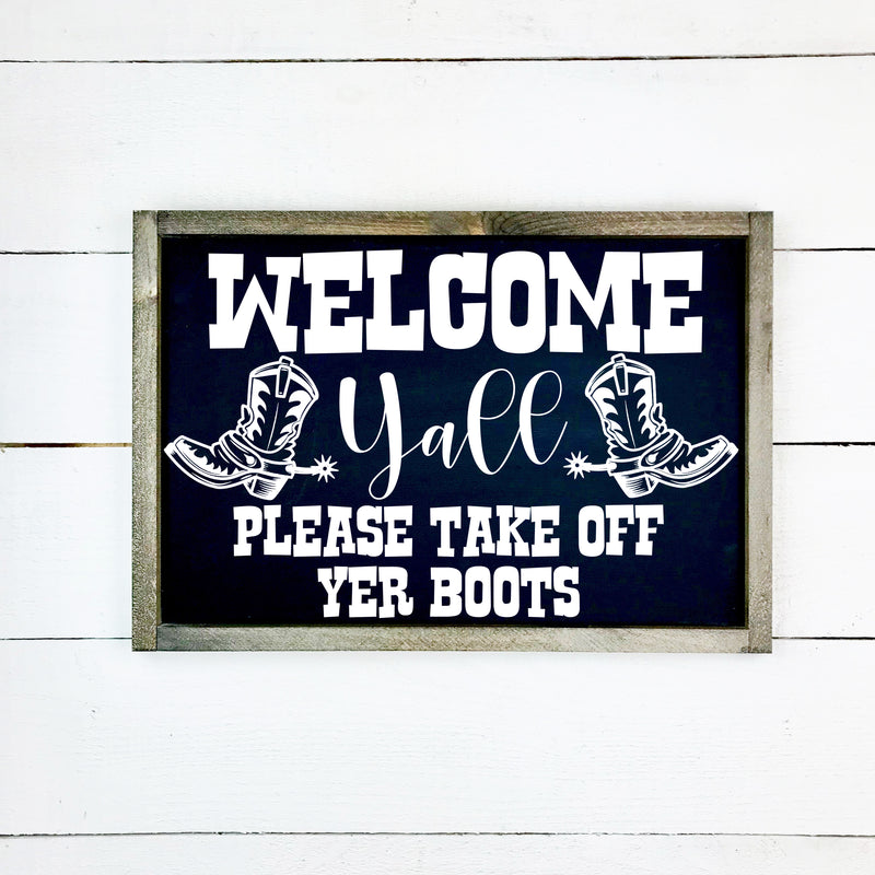 Welcome yall, hand made wood sign, fait main, enseigne bois en français, fait au Quebec, canada, signe pancarte cadre tableau, fait au Québec, canada, achat local, Estrie, Montréal, Old Shack 
