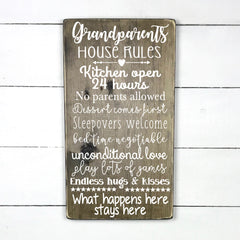 Wooden sign | Grandparents house rules.