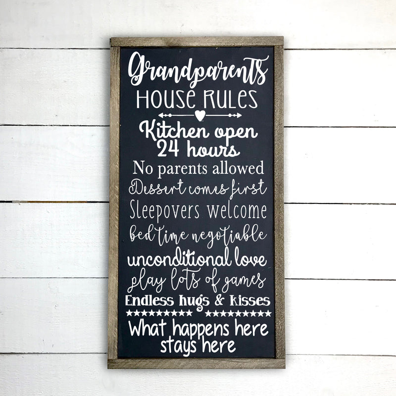 Wooden sign | Grandparents house rules.