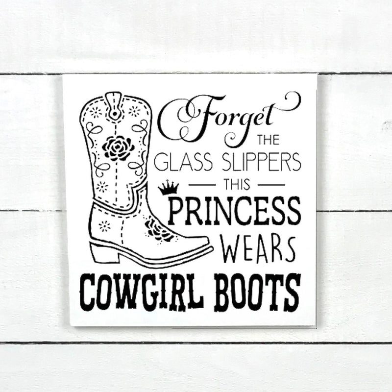 Wooden sign | Cowgirl boots.